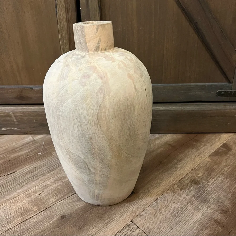 NWT Pottery Barn Mango Wood Ceramics Narrow Vase